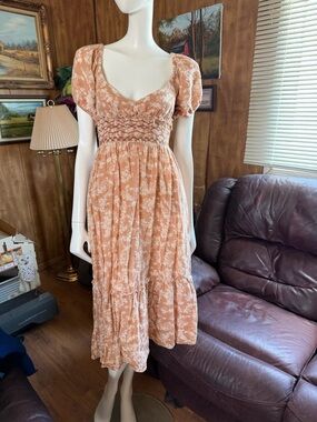 Free People Ellie Printed Cotton Floral Midi Dress